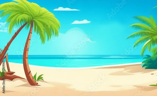 tropical beach with palm trees sand and ocean artificial intelligence © ArtVisionStudio