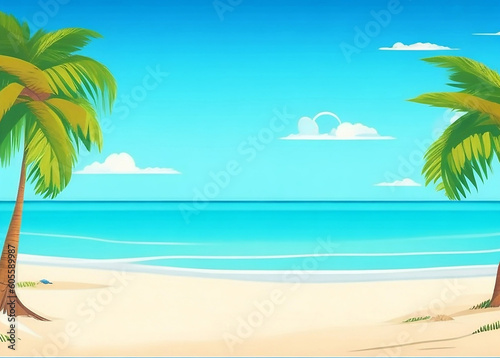 tropical beach with palm trees sand and ocean artificial intelligence © ArtVisionStudio