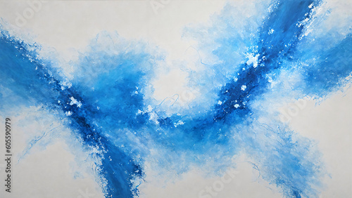 Abstract blue paint splash on white background. In the style of oil painting.  © Влад Дубовик