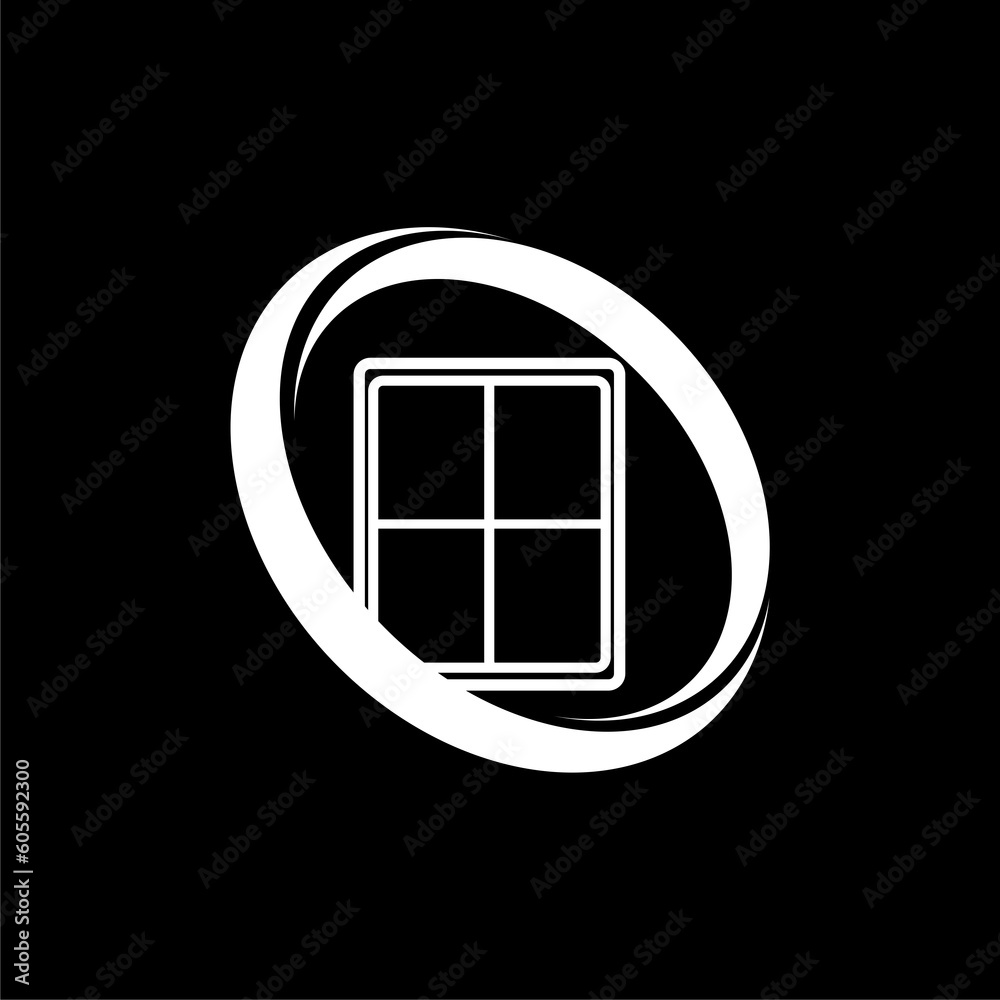 Window line icon. Linear style window icon isolated on black background Window line icon. Linear style window icon isolated on black background
