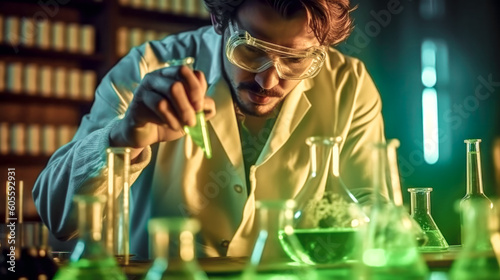 Scientist at Work in the Laboratory Illustration Generative AI Background Cover, Digital Art
