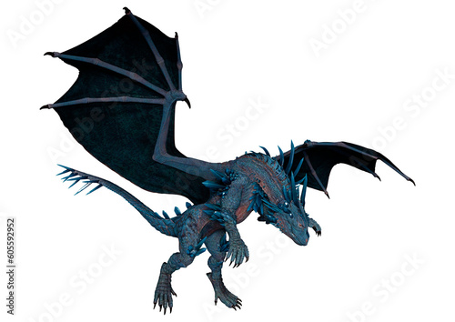 3D Rendering Fairy Tale Dragon on White