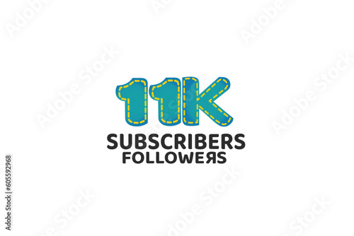 11K, 11.000 Subscribers Followers for internet, social media use - vector