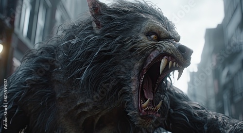 Canvas Print a werewolf with sharp teeth