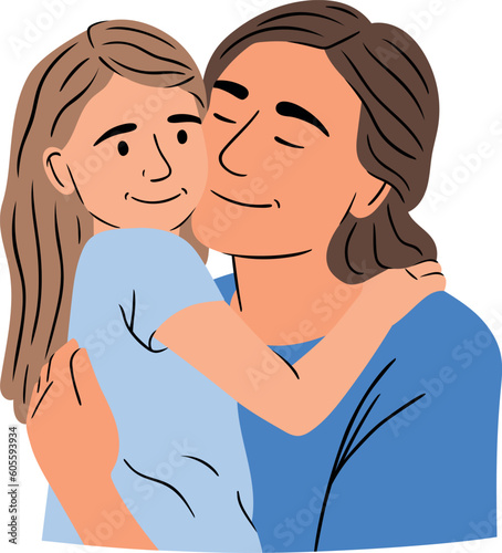 Mère et fille en train de faire un câlin pour la fête des mères
