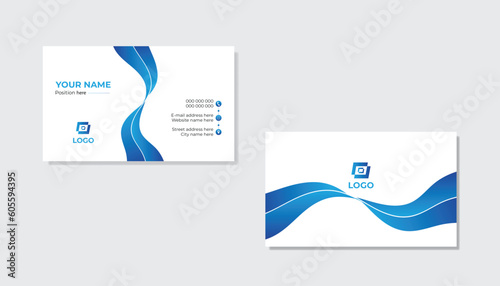 Abstract blue business card template design .