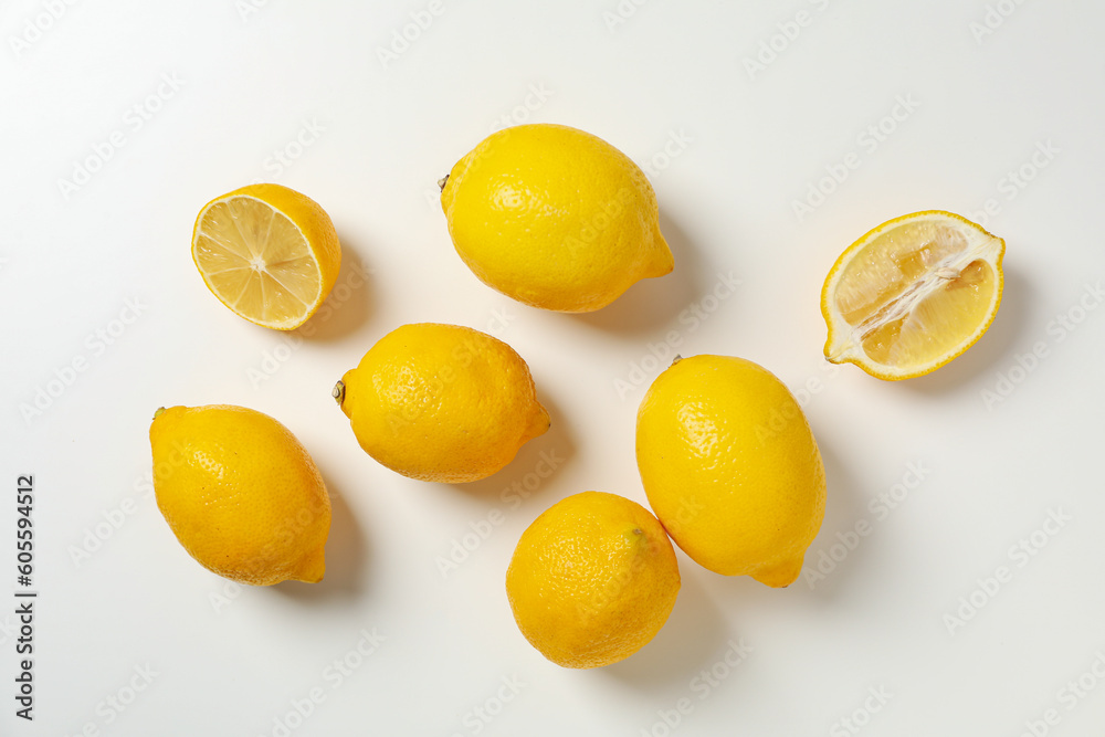 Concept of citrus fruit - lemon, top view Concept of citrus fruit - lemon, top view