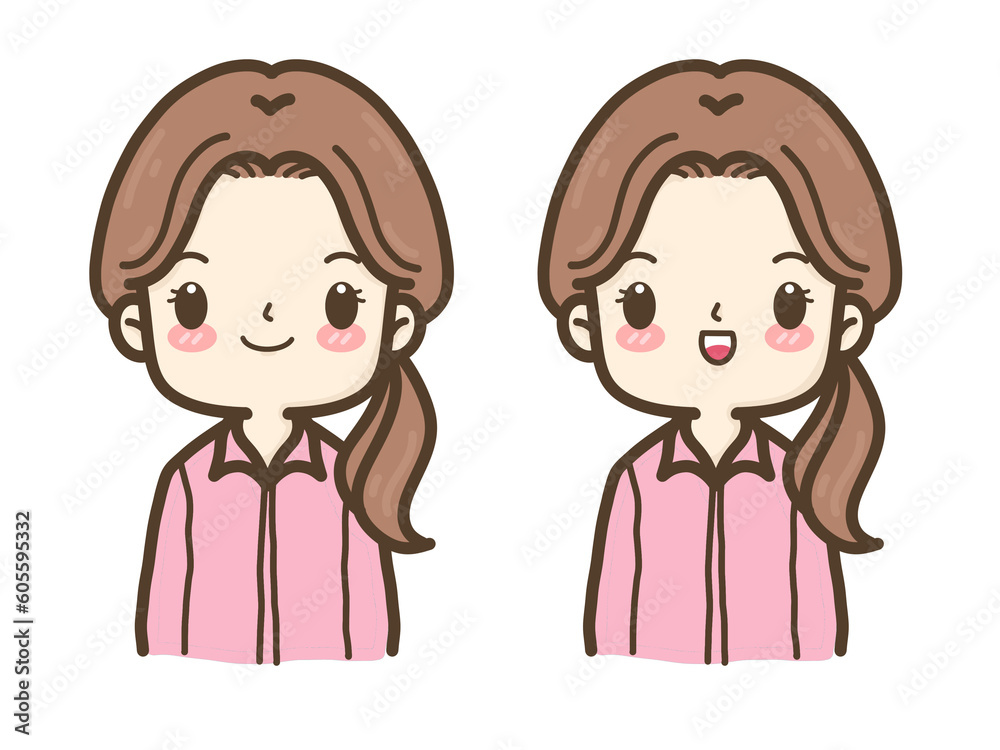 illustration of a person. Cartoon drawing a woman on white background. illustration of a person. Cartoon drawing a woman on white background.
