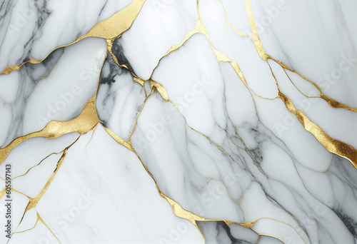 Leinwand Poster Marble granite white with gold texture
