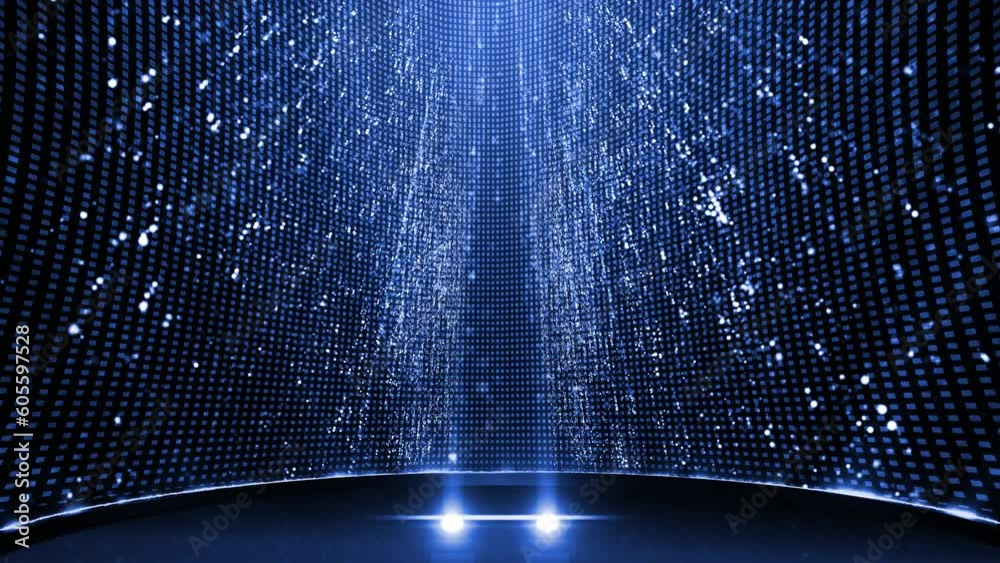 Stage Blue Awards with sliding spotlights, Particle Background Loop