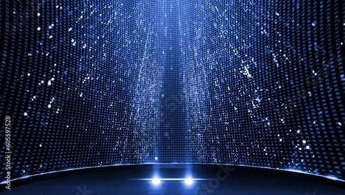 Stage Blue Awards with sliding spotlights, Particle Background Loop