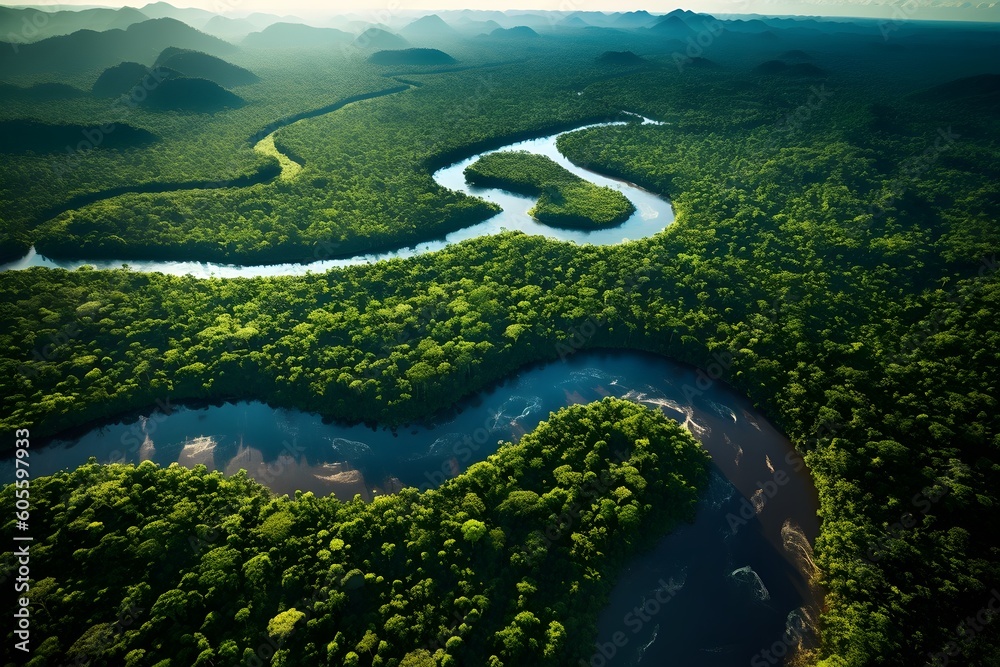 Amazon river in Brazil stock photo Aerial View, Amazon River, Amazon  Region, Amazon Rainforest, River #605597933 - FotoTapety