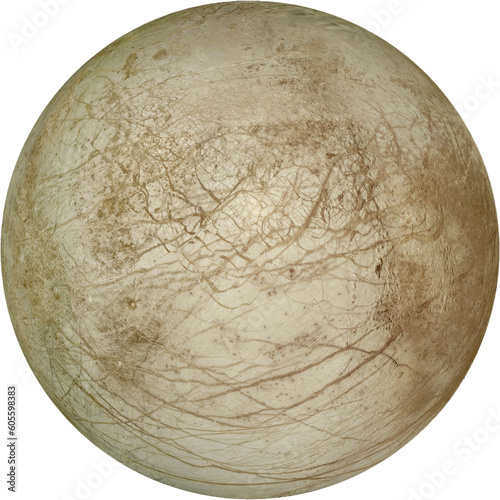 Europa planet moon of the planet Jupiter in natural colours isolated on transparent background photo