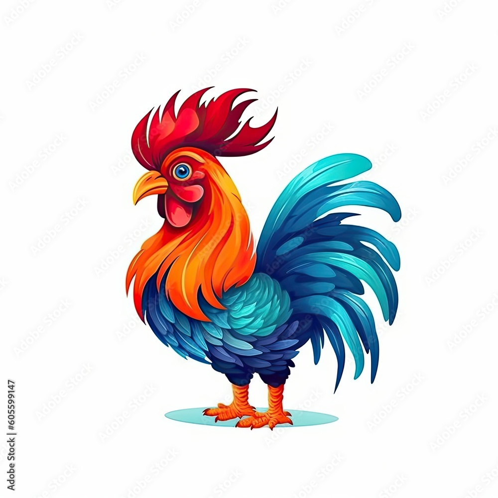 Rooster cute character illustration. Generative AI