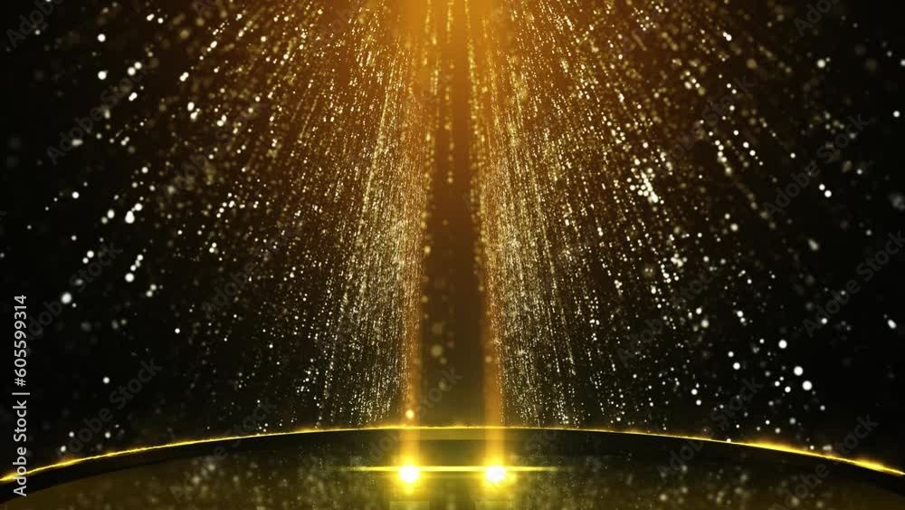 Stage Golden Awards with sliding spotlights, Particle Background Loop 