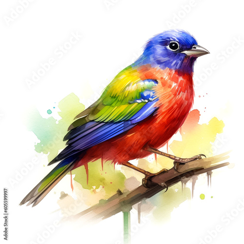 Beautiful Bird in watercolor style © Radik