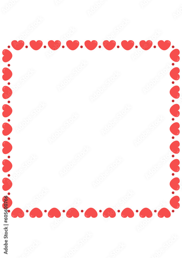 Empty frame made from red hearts Empty frame made from red hearts