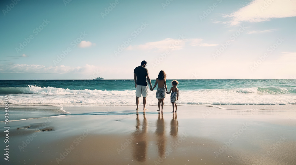Family on the beach - Generative AI, AI generated