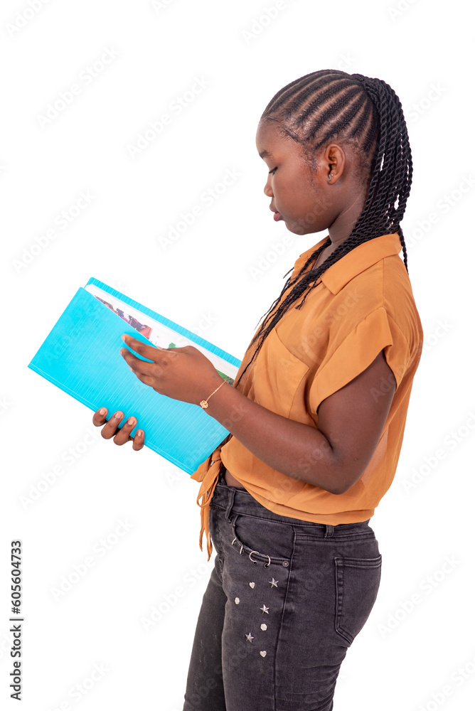 portrait of a beautiful student looking at document. portrait of a beautiful student looking at document.