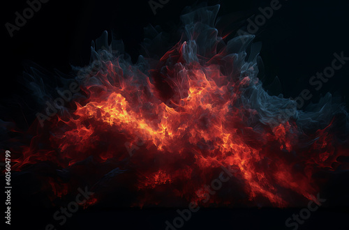 a fire is seen on black background with flames in the background