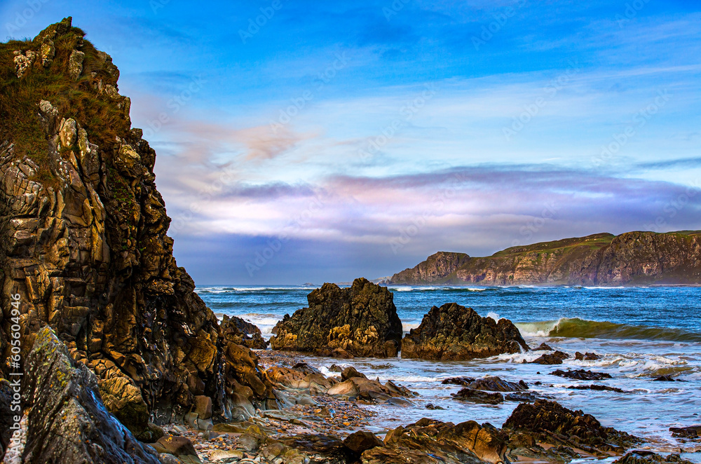 Donegal, Ballyliffin, Lagacurry with rocky coastline