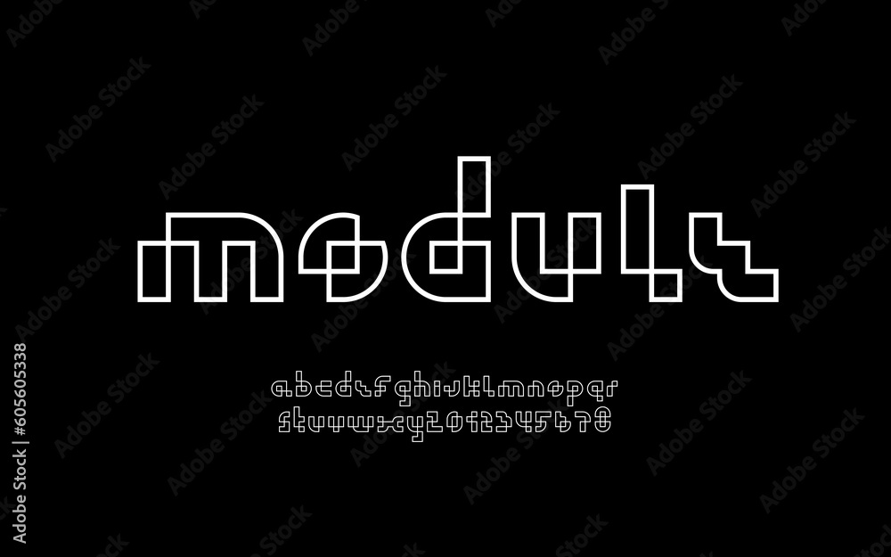 Square pixel alphabet, geometric font made of white line, vector illustration 10EPS Square pixel alphabet, geometric font made of white line, vector illustration 10EPS
