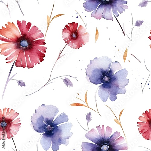 Fototapeta Naklejka Na Ścianę i Meble -  Fashionable pattern watercolor simple flower Floral seamless background for textiles, fabrics, covers, wallpapers, print, gift wrapping and scrapbooking