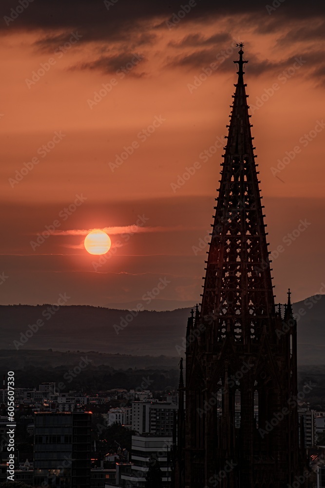 Fototapeta premium sunset in the Freiburg city