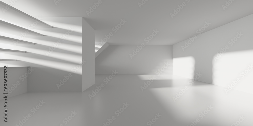 Minimalistic room space. White clean empty architecture interior Minimalistic room space. White clean empty architecture interior