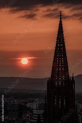 sunset in the Freiburg city © vardan