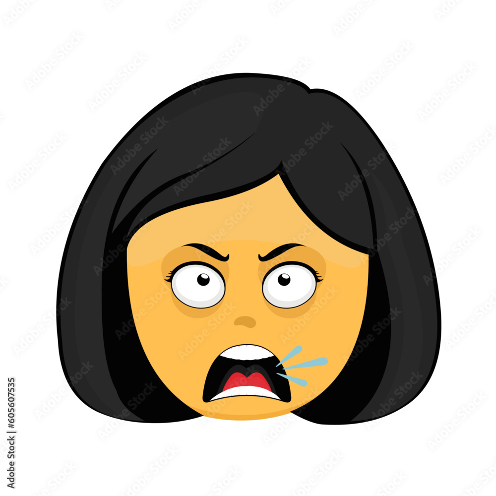 Fototapeta premium vector illustration emoticon of a yellow cartoon woman screaming