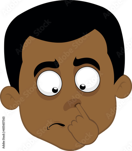 vector illustration face of a man cartoon picking his nose