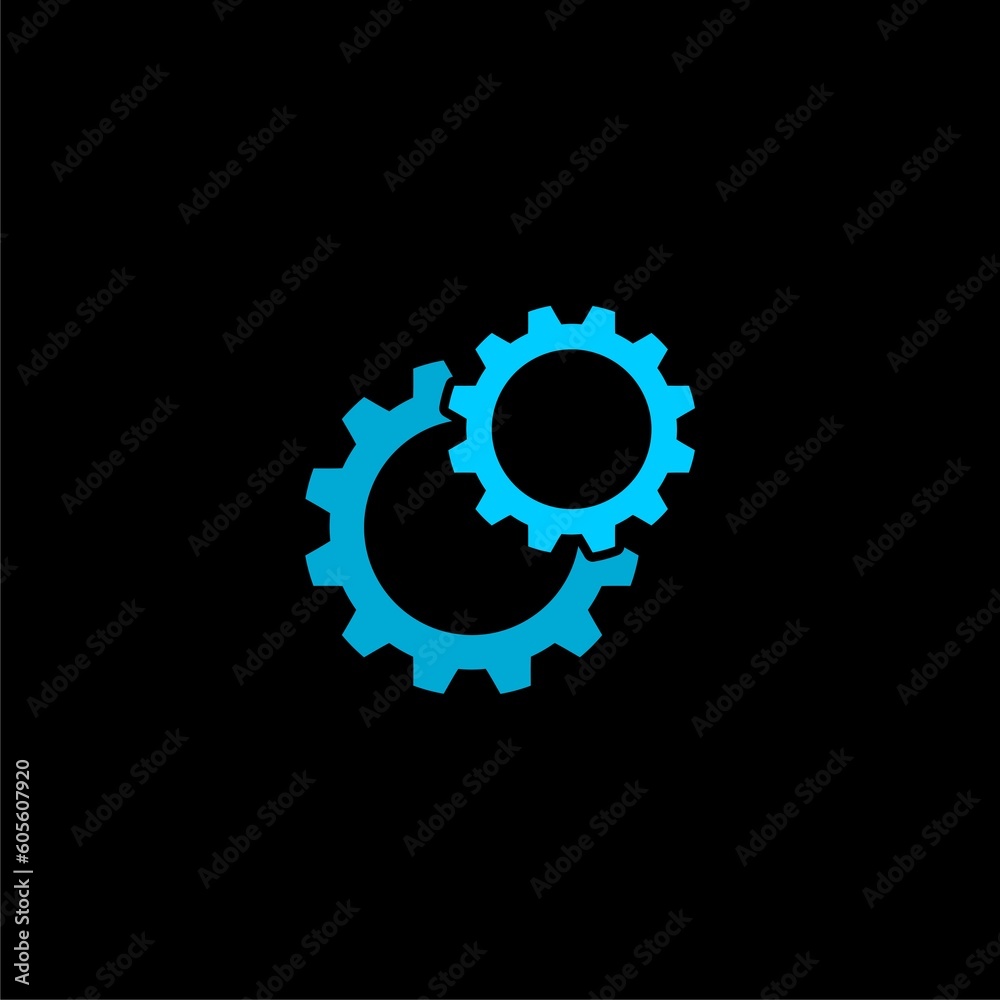Cogwheel group. Gear design icon isolated on black background