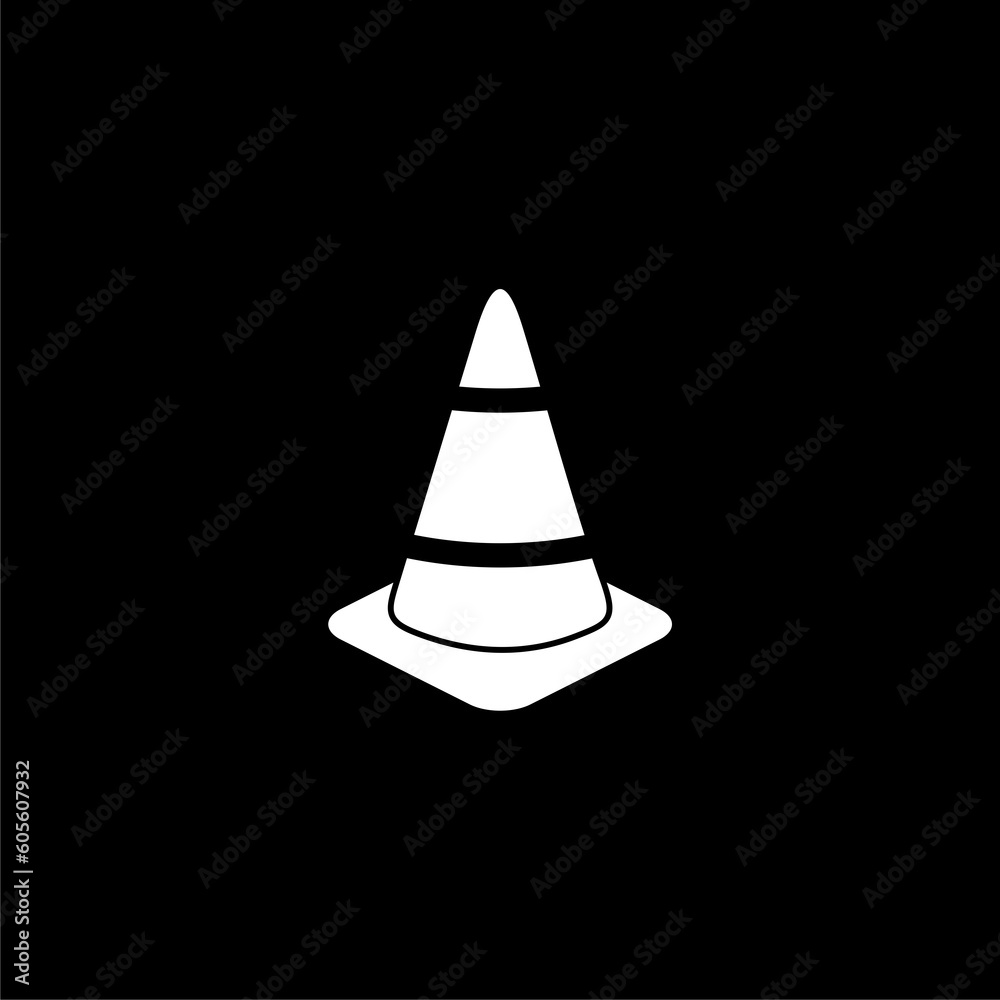 Fototapeta premium Road cone icon isolated on black background