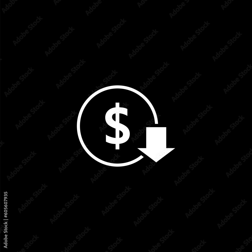 Cost Reduction icon isolated on black background Cost Reduction icon isolated on black background