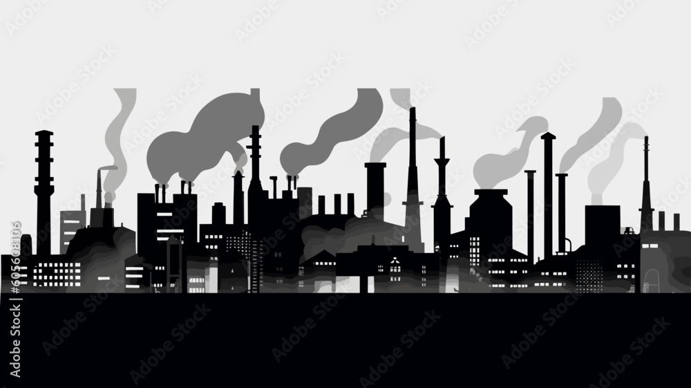 Fototapeta premium industrial skyline smoke vector art