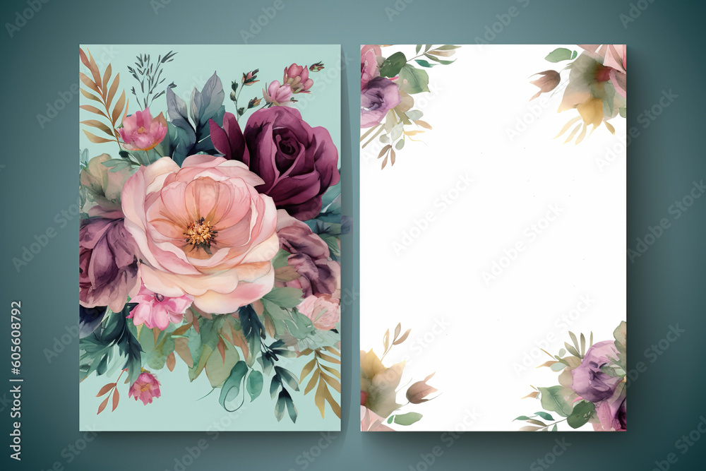 Beautiful floral wedding invitation card template Generative Ai Stock ...