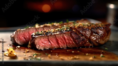 Wallpaper Mural Sliced juicy grilled meat beef steak. Generative ai Torontodigital.ca