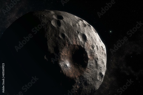 3D render of Ceres, dwarf planet in asteroid belt between Mars & Jupiter. Generative AI photo