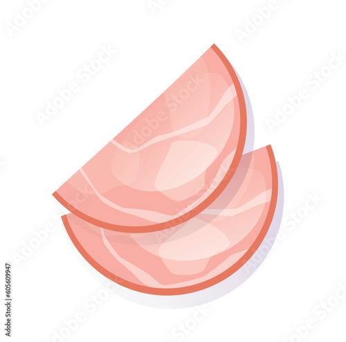 Sliced ham isolated vector illustration	
