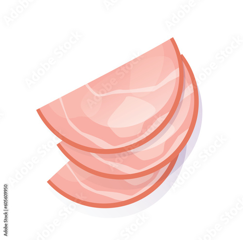 Sliced ham isolated vector illustration	
