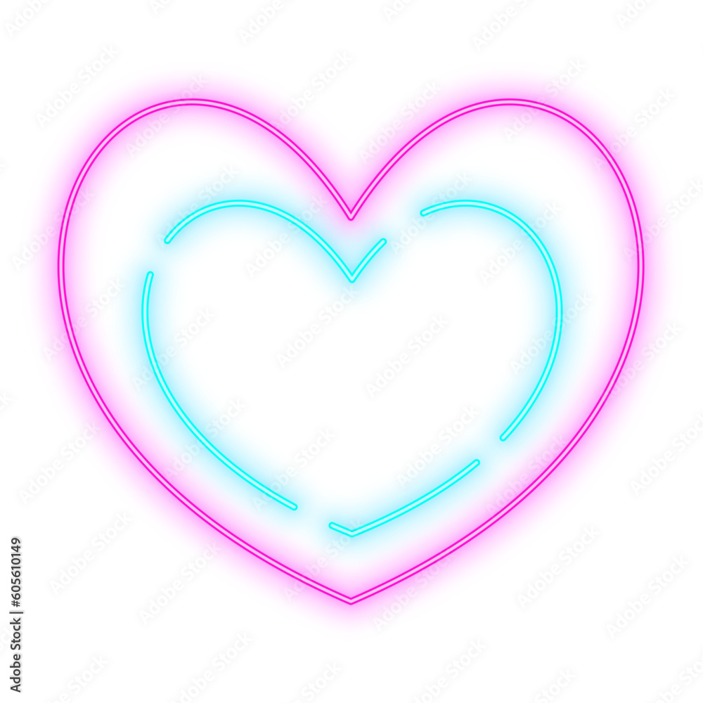 Neon Light Pink Green Heart