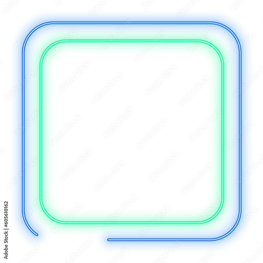Neon Light Blue Green Rounded Square Neon Light Blue Green Rounded Square