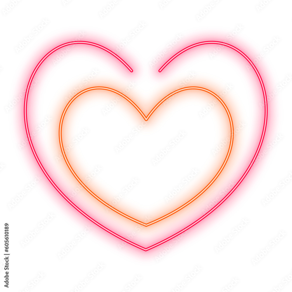 Neon Light Red Orange Heart
