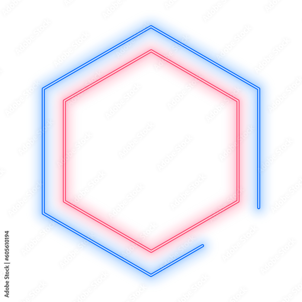 Neon Light Blue Red Hexagon Neon Light Blue Red Hexagon