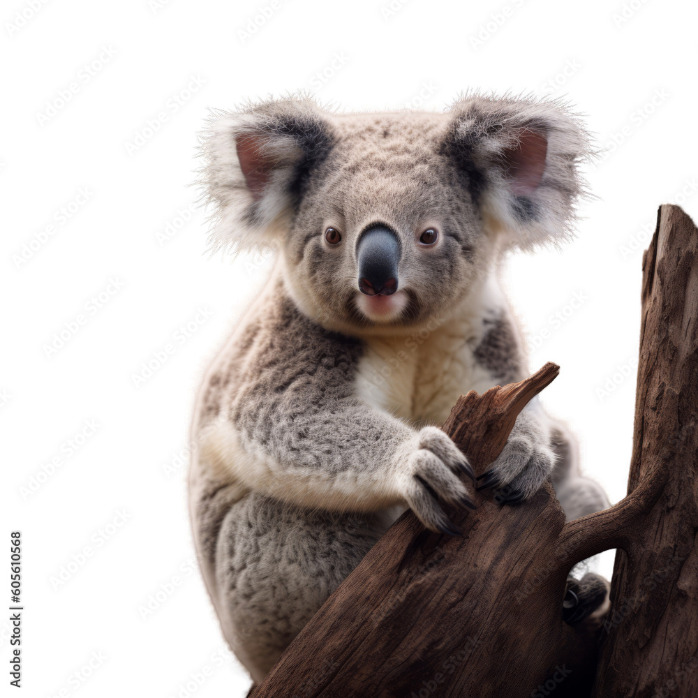 Naklejka premium cute koala climbing a tree 1 -Transparent background- animal art made with Generative AI