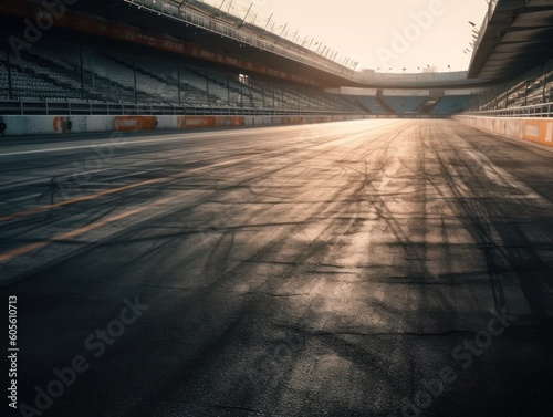 Race track Empty asphalt road concept Driving on an empty road Racing sports concept Created with Generative AI technology