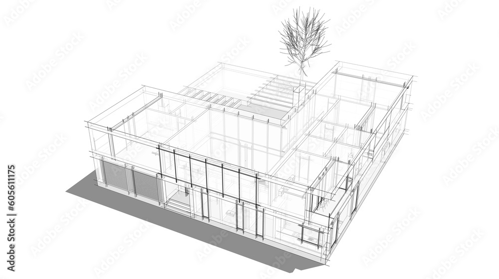 architectural drawing 3d illustration architectural drawing 3d illustration