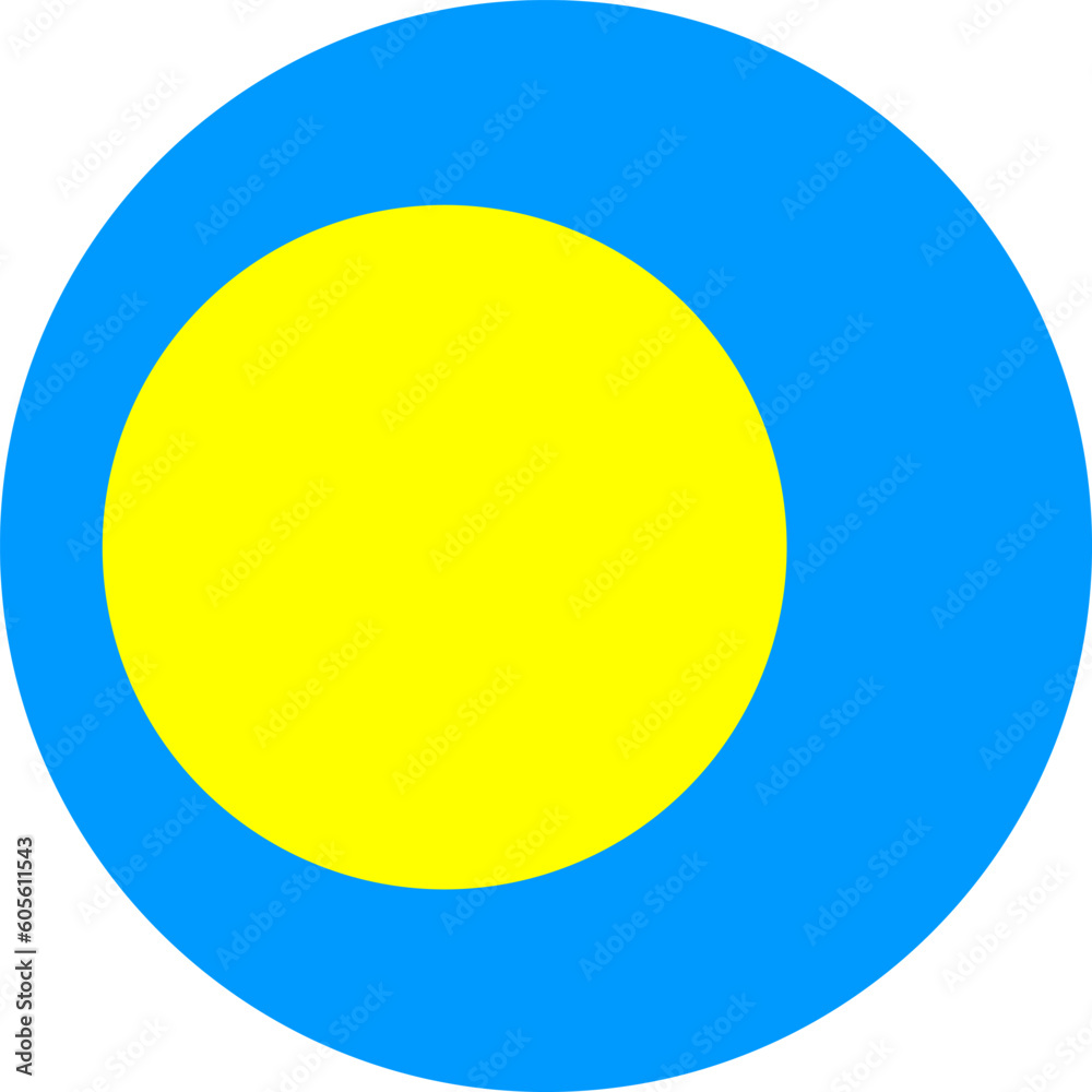round Palauan national flag of Palau, Oceania round Palauan national flag of Palau, Oceania