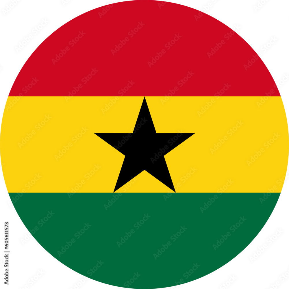 round Ghanaian national flag of Ghana, Africa round Ghanaian national flag of Ghana, Africa
